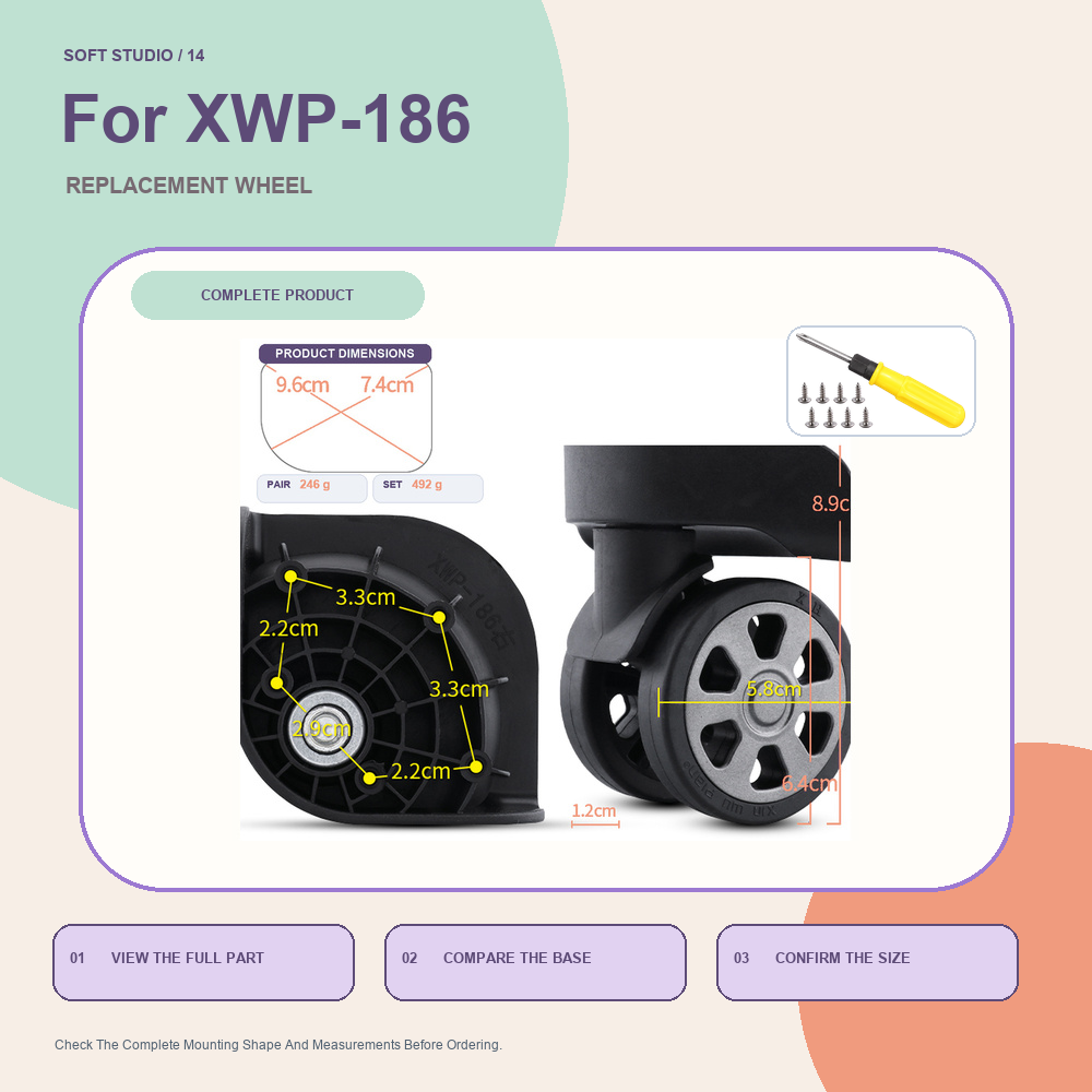 Silent Replacement Luggage Wheels - Roda Pengganti untuk Koper, Cocok untuk