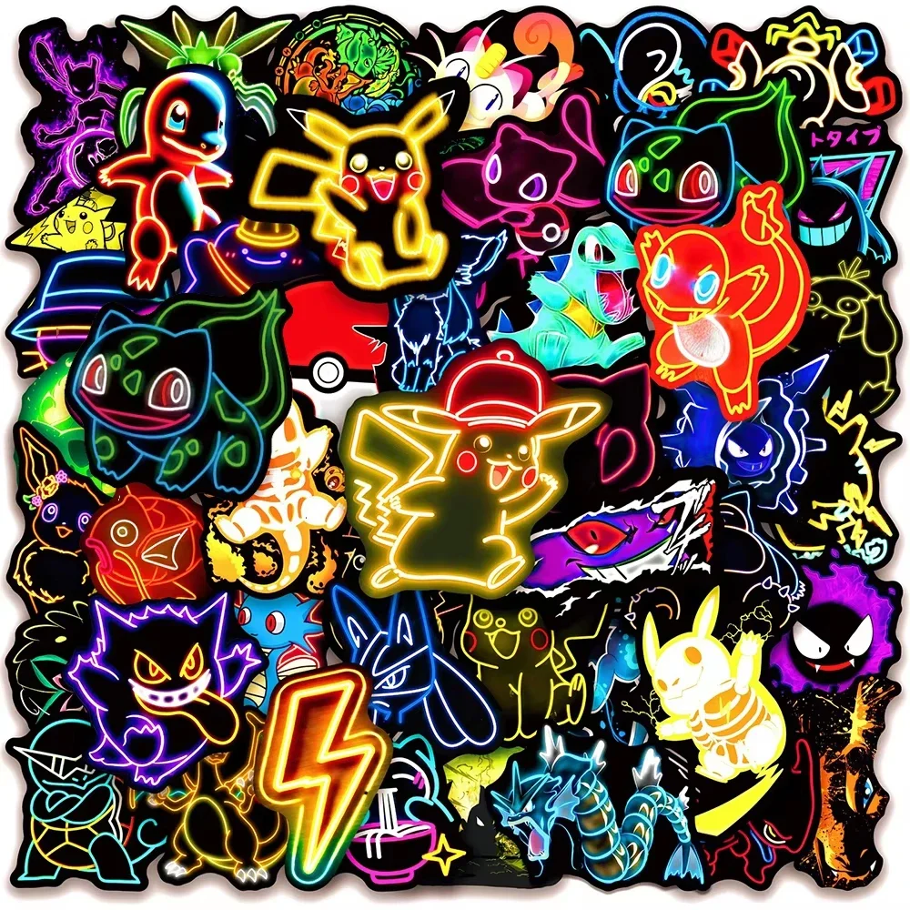 100 buah stiker Pokémon neon,  - Handbags ulasan dan harga