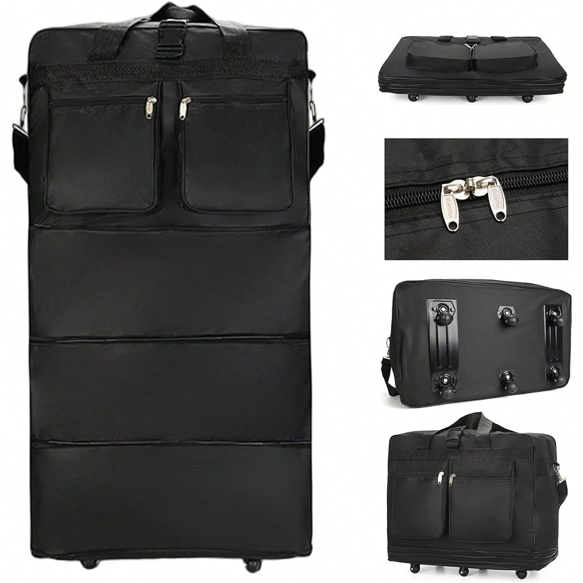 Tas Duffel Beroda Warna Hitam  - Foldable Rolling Luggage Bag ulasan dan harga